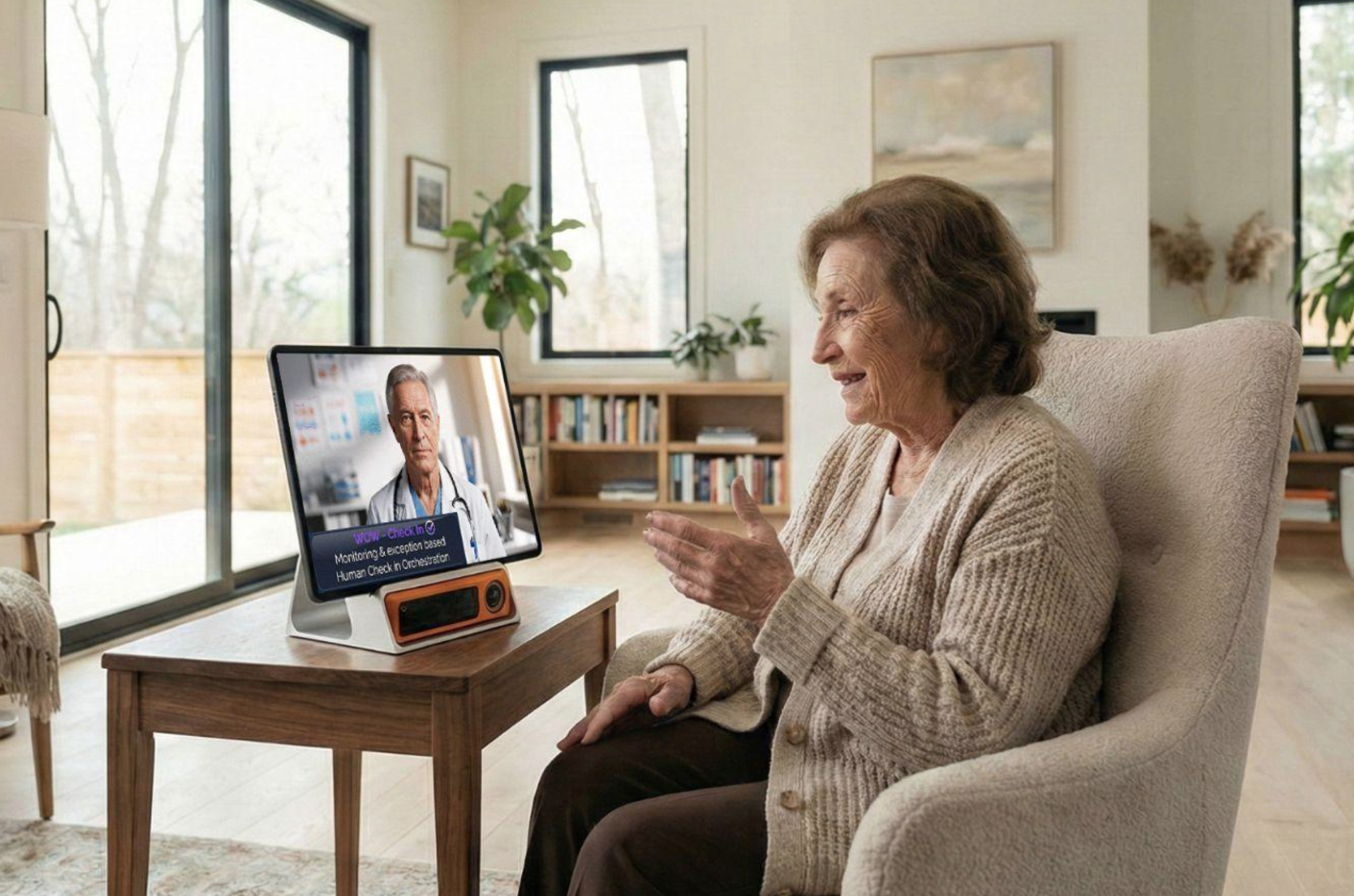 Senior woman enjoying a video call with her doctor from the comfort of home